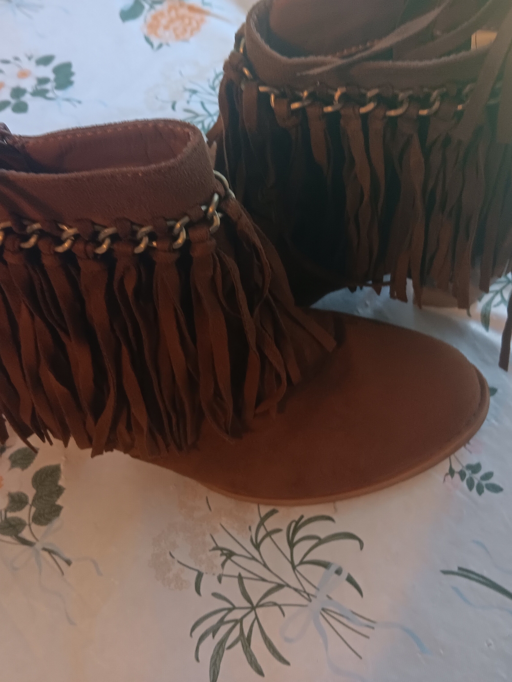 Fringe Ankle Boots for Women - Brown